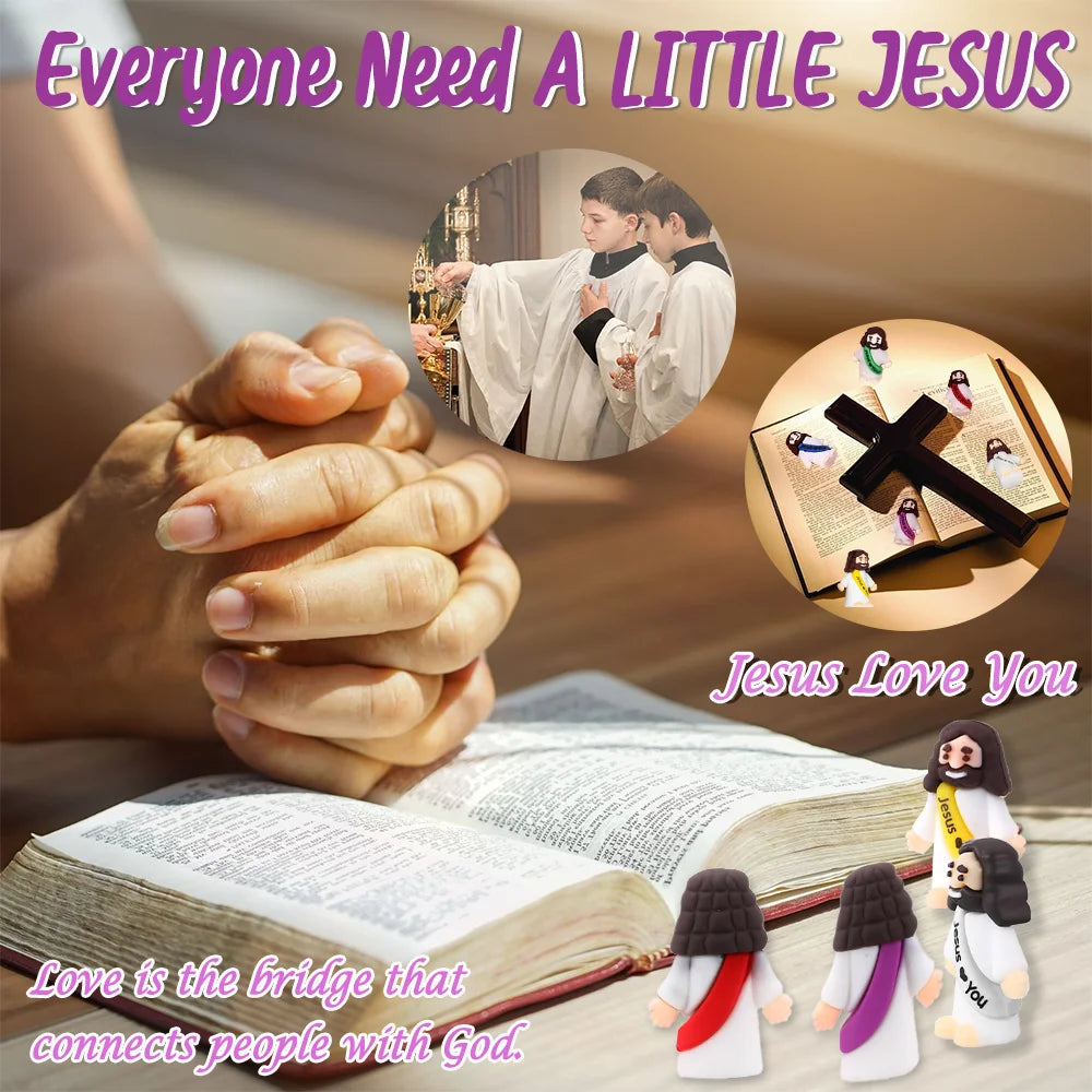 30 Pcs Little Jesus Figures Original Design Jesus Love You Mini Rubber Jesus Toys to Hide and Seek Religious Party Favors Sunday School Baptism Gifts Stuffers(Multicolor)