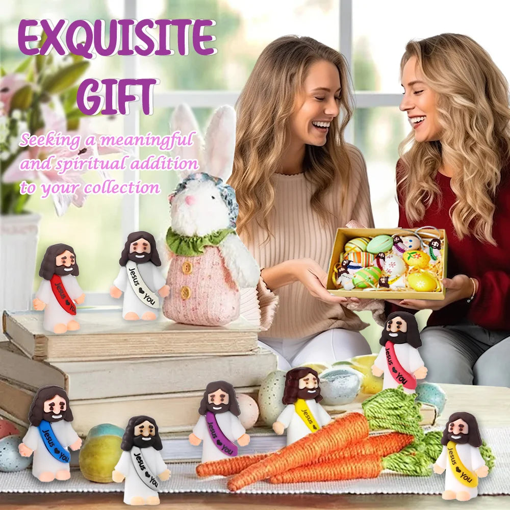 30 Pcs Little Jesus Figures Original Design Jesus Love You Mini Rubber Jesus Toys to Hide and Seek Religious Party Favors Sunday School Baptism Gifts Stuffers(Multicolor)