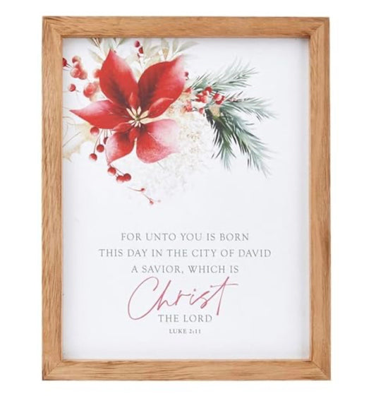 Faithworks Inspirational Hanging Christmas Wall Art, 8 × 10 Inch Canvas With Wooden Frame, Born This Day
