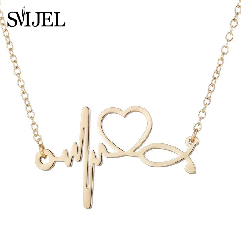 Stainless Steel ECG Wave Necklaces and Bracelets