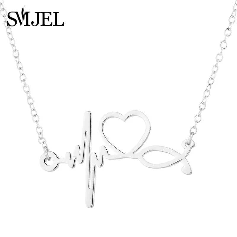 Stainless Steel ECG Wave Necklaces and Bracelets