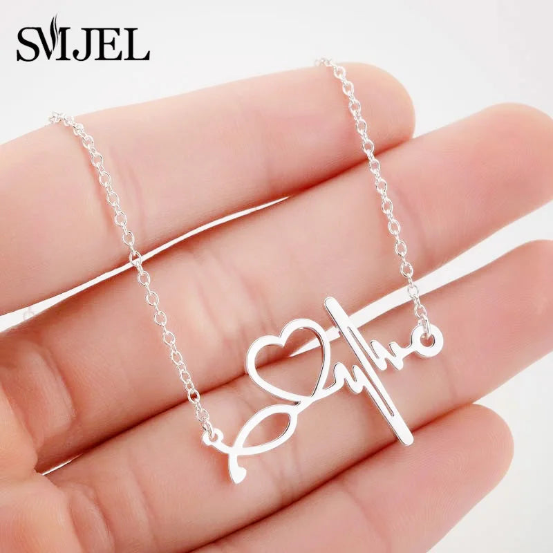 Stainless Steel ECG Wave Necklaces and Bracelets
