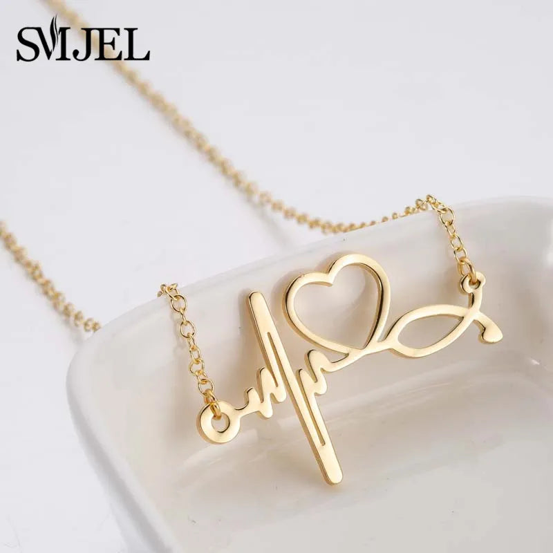 Stainless Steel ECG Wave Necklaces and Bracelets