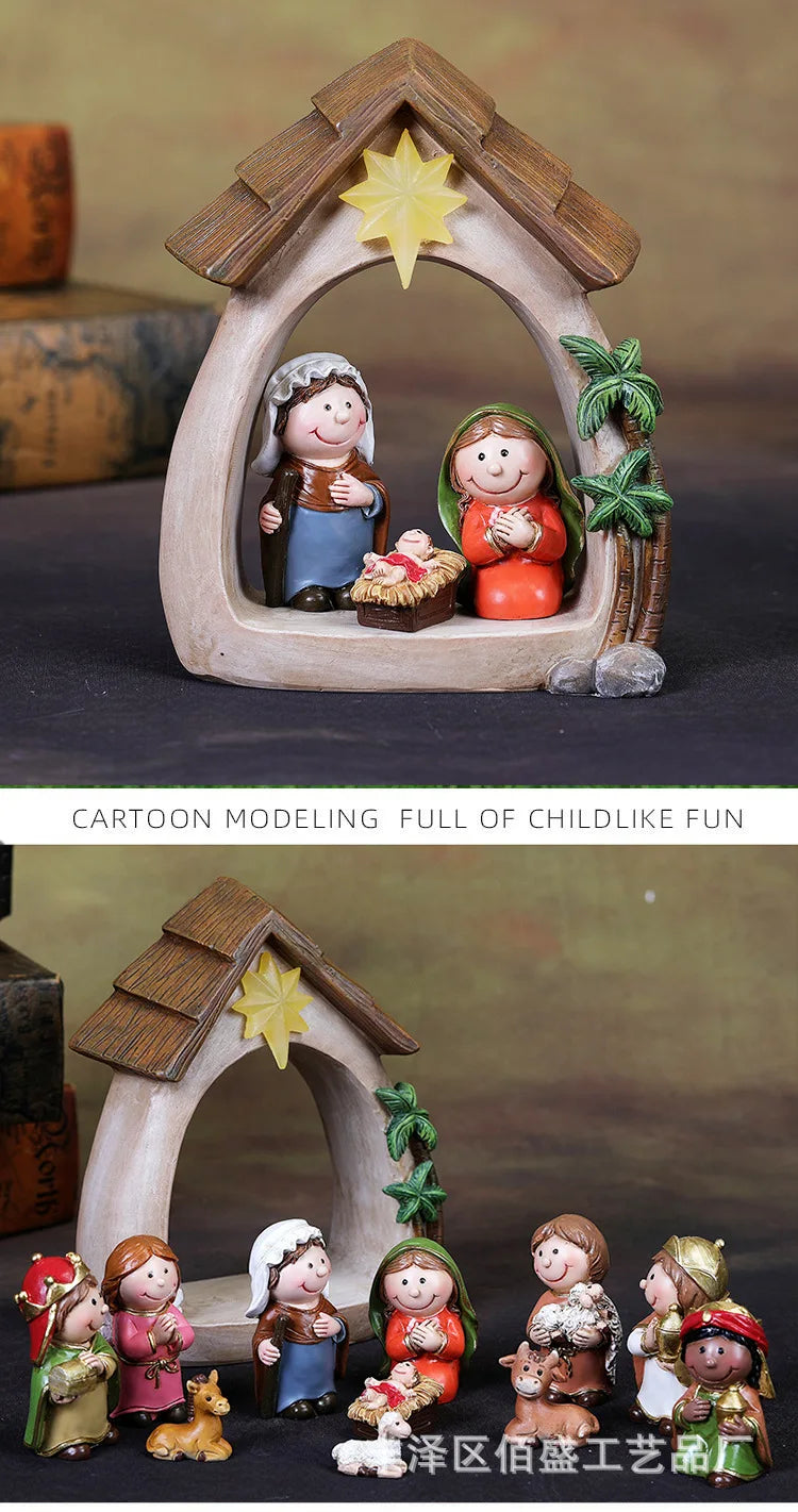 Christmas Decorations Resin Cartoon Nativity Scene