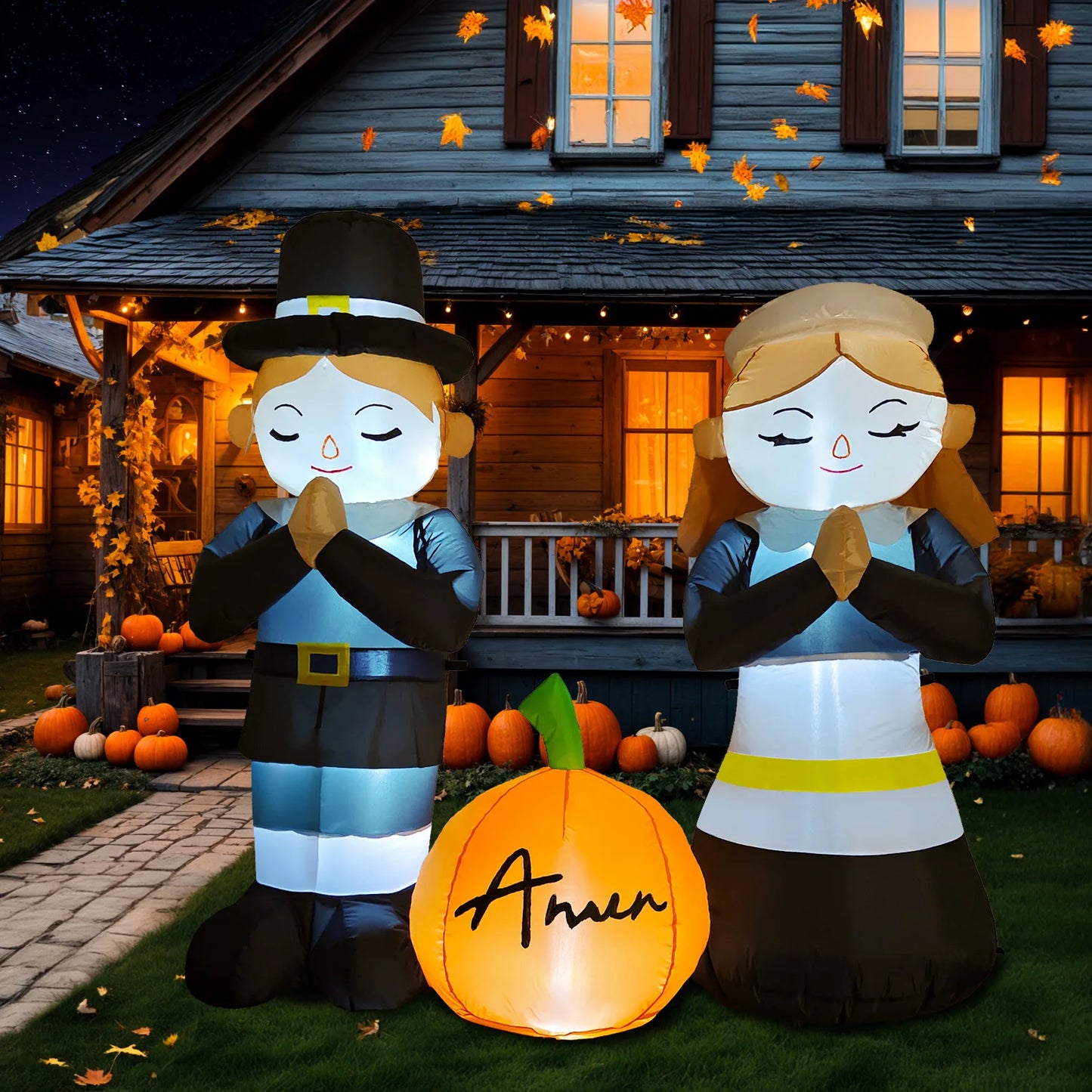 5FT Thanksgiving Pilgrim Inflatables Decor