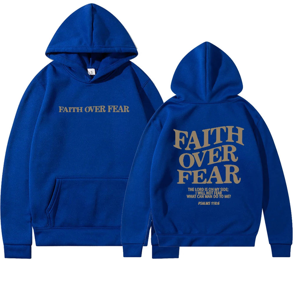2025 Faith Over Fear Christian Hoodie Christian Sweatshirt Jesus Hoodie Trendy Hoodie Bible Verse Shirt Unisex Aesthetic Clothes