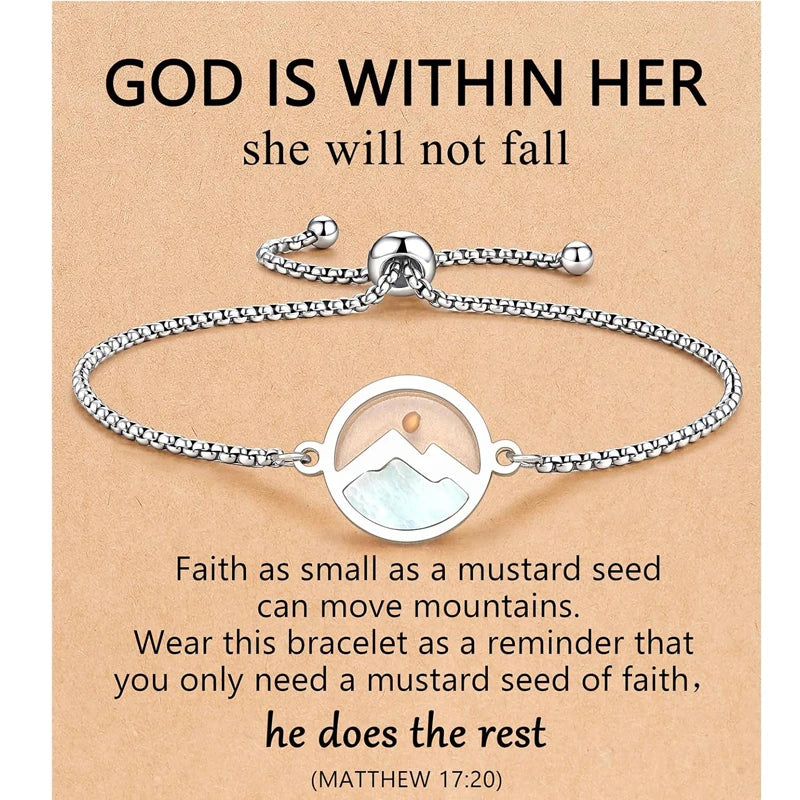 Stainless Steel Move Mountains Mustard Seed Bracelet