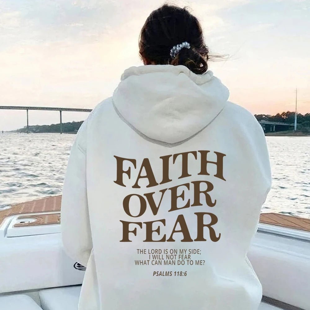 2025 Faith Over Fear Christian Hoodie Christian Sweatshirt Jesus Hoodie Trendy Hoodie Bible Verse Shirt Unisex Aesthetic Clothes