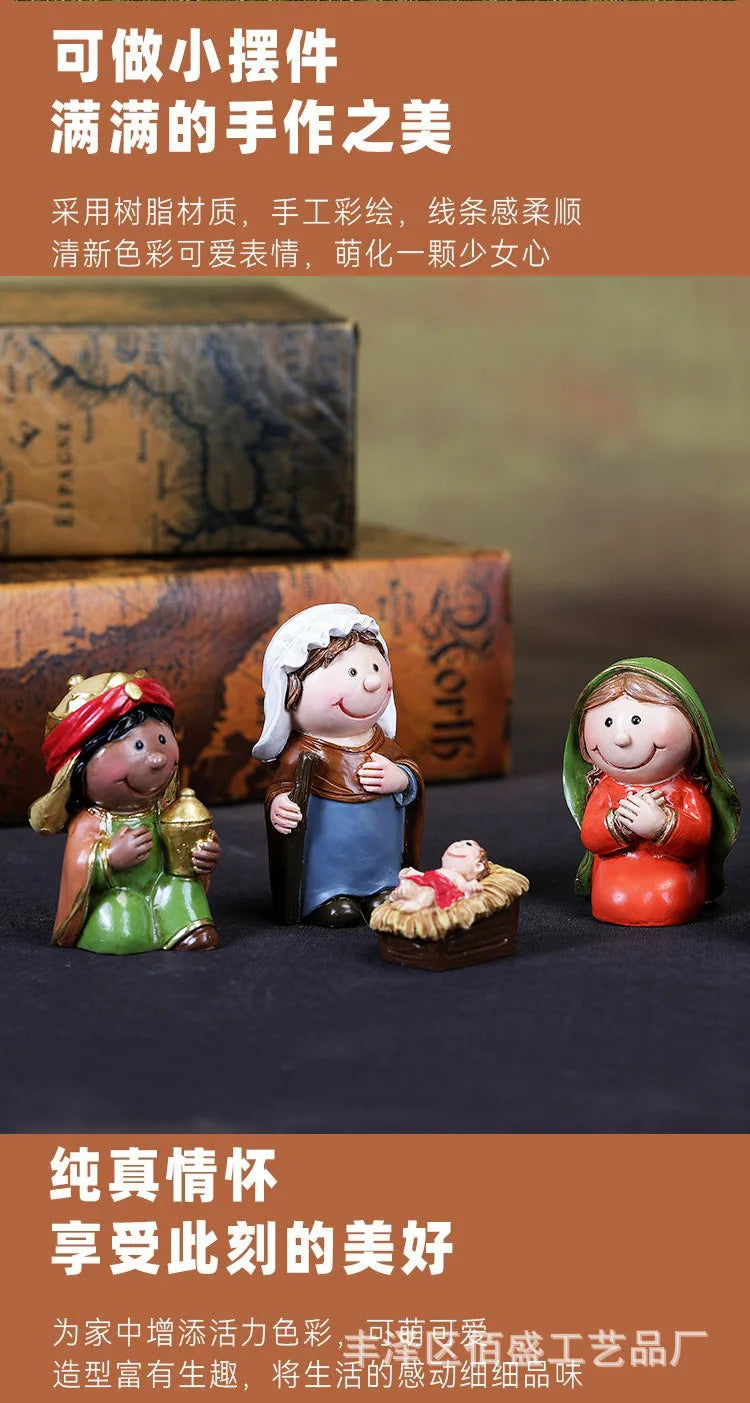Christmas Decorations Resin Cartoon Nativity Scene
