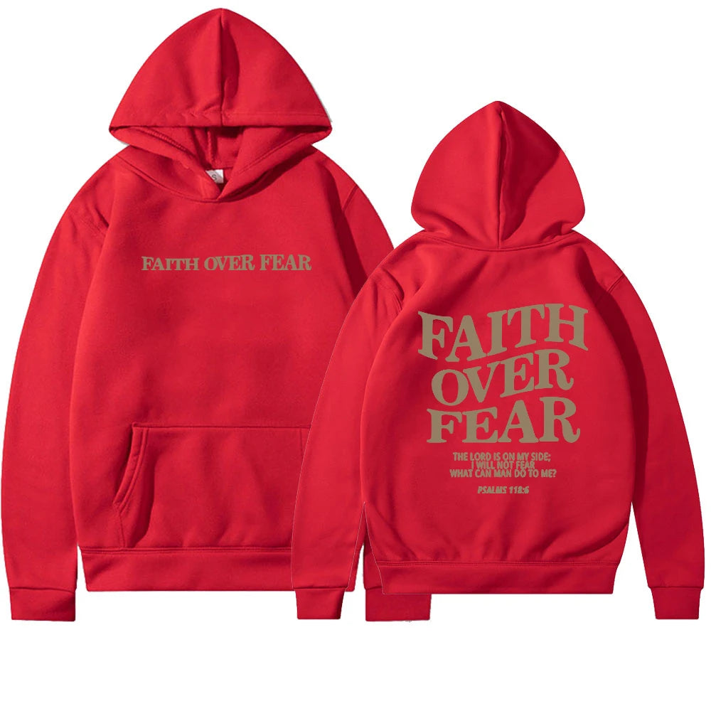 2025 Faith Over Fear Christian Hoodie Christian Sweatshirt Jesus Hoodie Trendy Hoodie Bible Verse Shirt Unisex Aesthetic Clothes