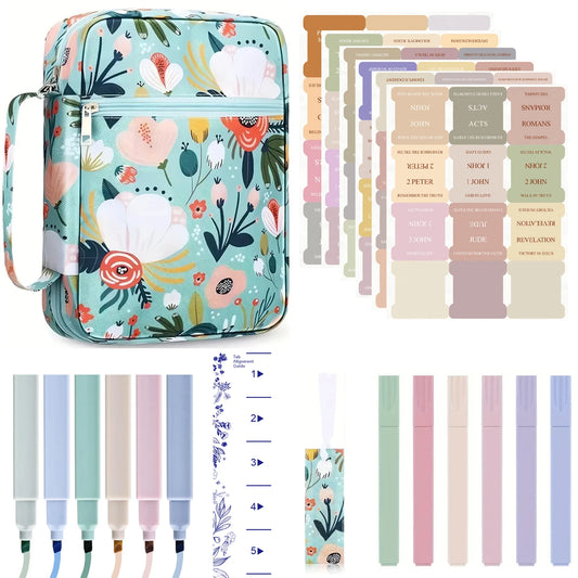 Bible Cover Case for Women 10'' Floral with Accessories