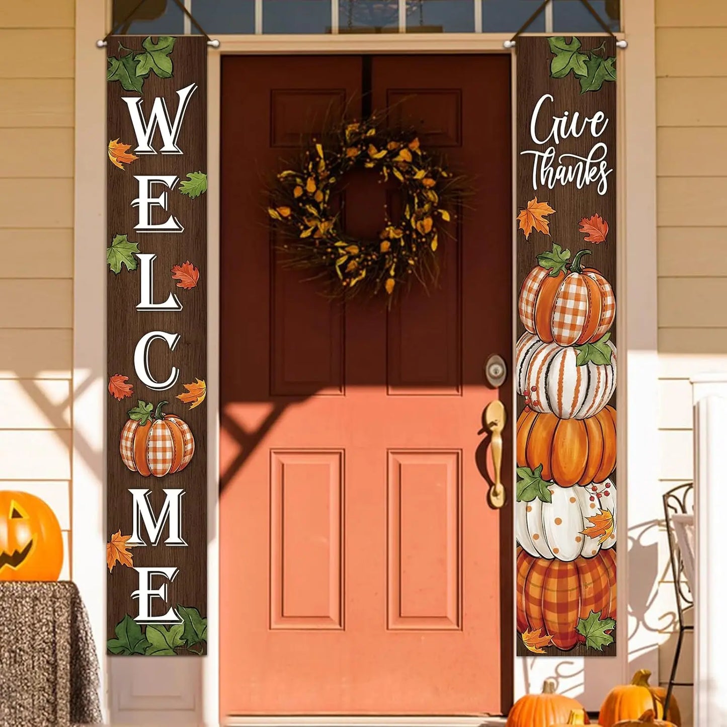 Thanksgiving “Give Thanks” Porch Banner Sign