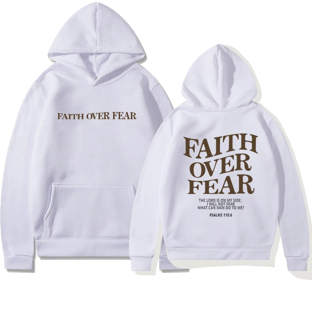 2025 Faith Over Fear Christian Hoodie Christian Sweatshirt Jesus Hoodie Trendy Hoodie Bible Verse Shirt Unisex Aesthetic Clothes