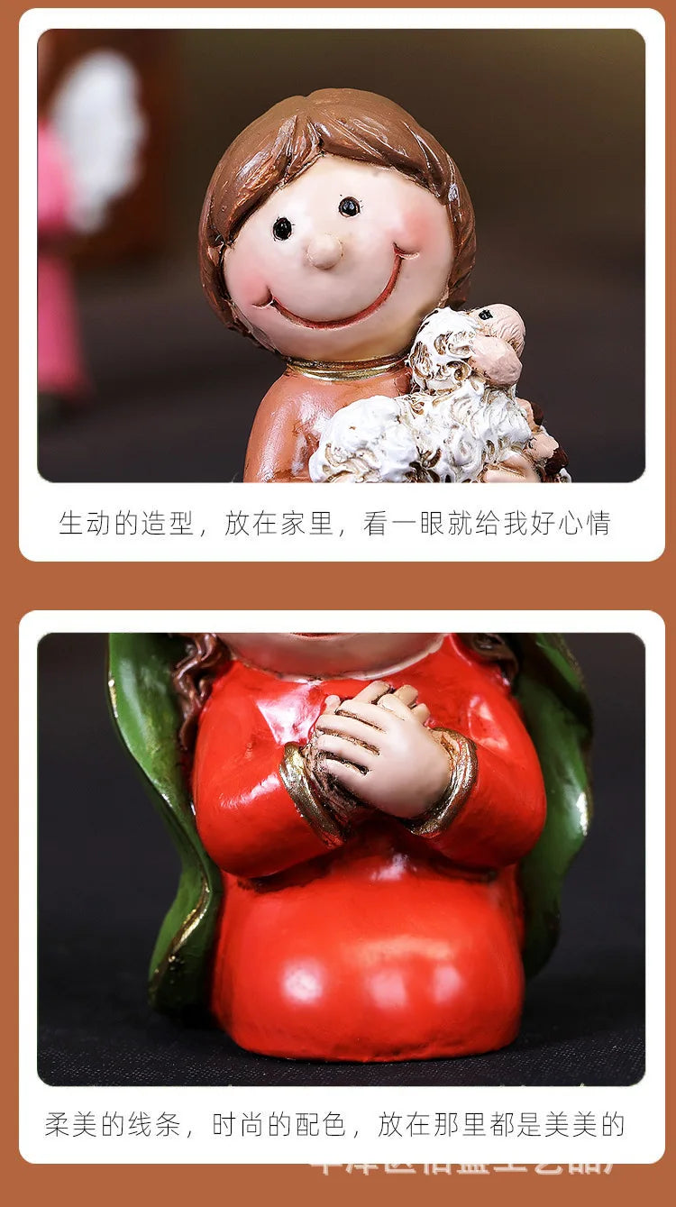 Christmas Decorations Resin Cartoon Nativity Scene