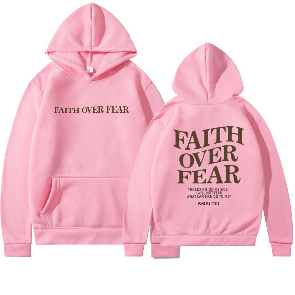 2025 Faith Over Fear Christian Hoodie Christian Sweatshirt Jesus Hoodie Trendy Hoodie Bible Verse Shirt Unisex Aesthetic Clothes
