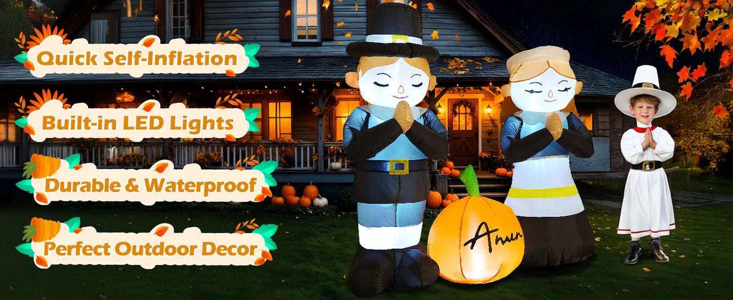 5FT Thanksgiving Pilgrim Inflatables Decor