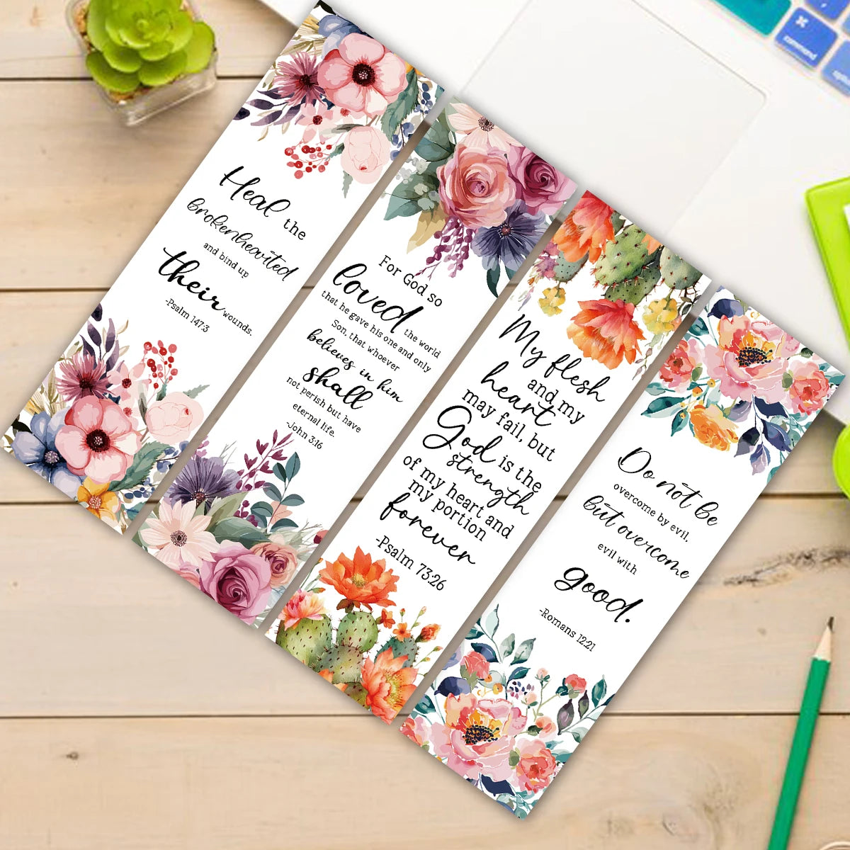 Floral Design Bible Verse Bookmarks