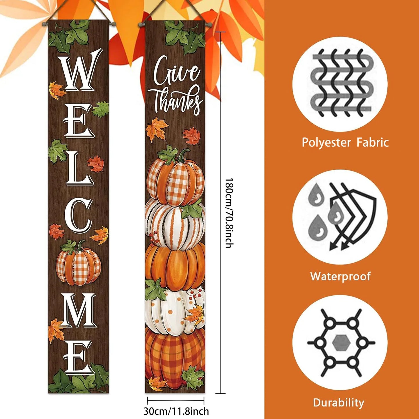 Thanksgiving “Give Thanks” Porch Banner Sign
