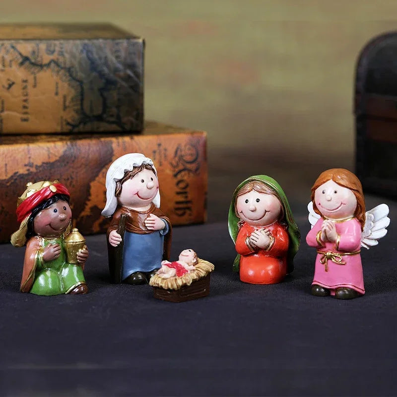 Christmas Decorations Resin Cartoon Nativity Scene