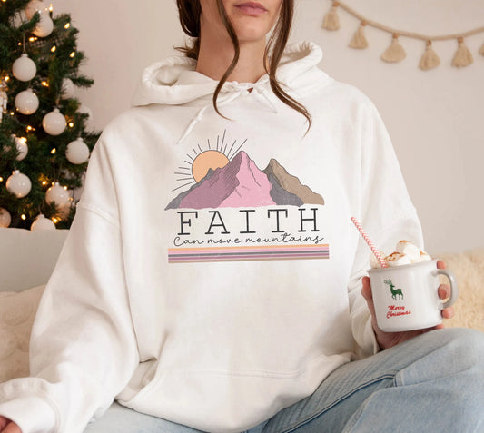 Faith Can Move Mountains Hoodie Sweatshirt Women Long Sleeve Sweatshirt Pullover Sports Tops Fashion Casual Autumn Clothing