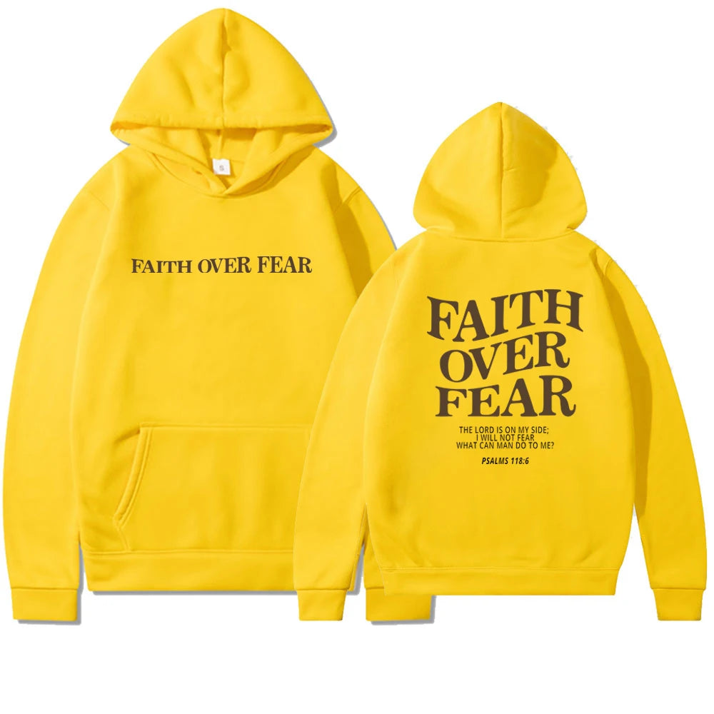 2025 Faith Over Fear Christian Hoodie Christian Sweatshirt Jesus Hoodie Trendy Hoodie Bible Verse Shirt Unisex Aesthetic Clothes