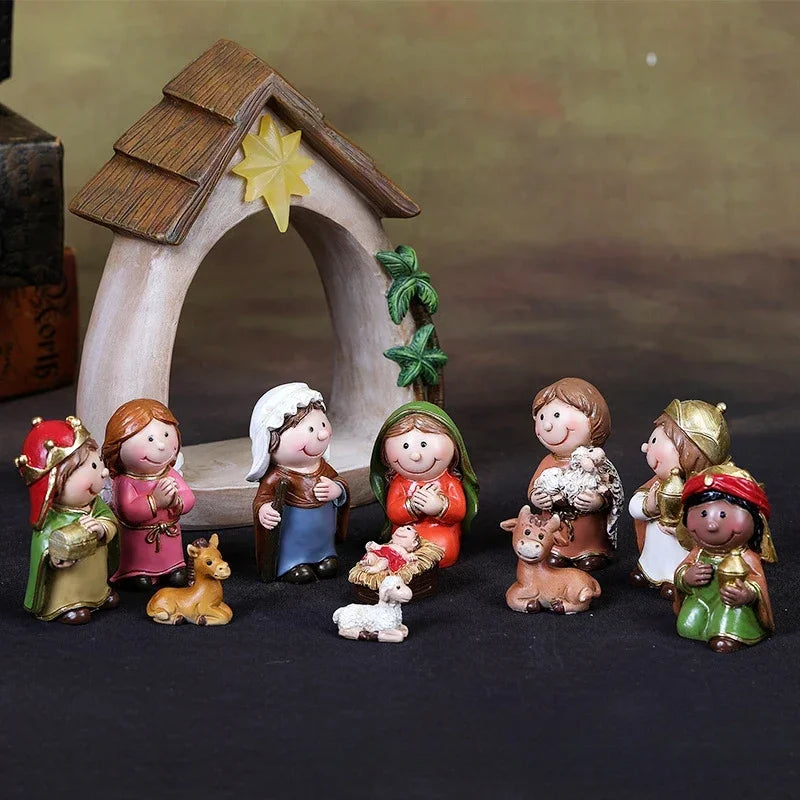 Christmas Decorations Resin Cartoon Nativity Scene