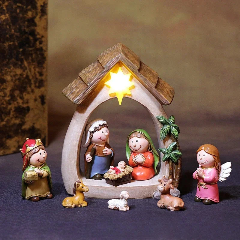 Christmas Decorations Resin Cartoon Nativity Scene