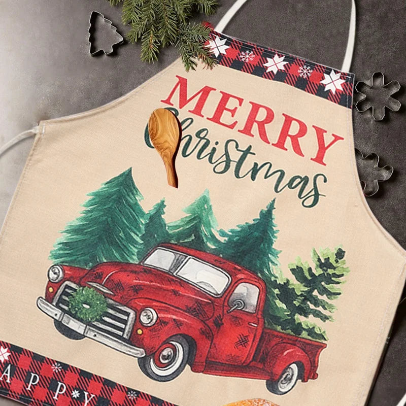 Christmas Linen Apron (Merry Christmas,Christmas Dwarfs,Santa Clause)