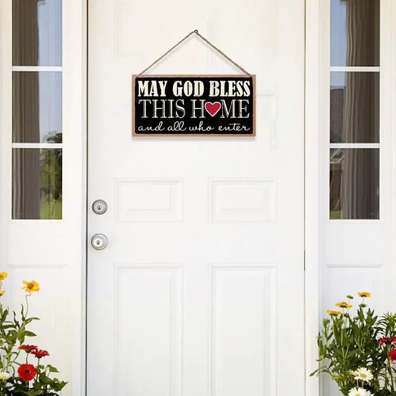 Wood Porch Decor “May God Bless This Home And All Who Enter”