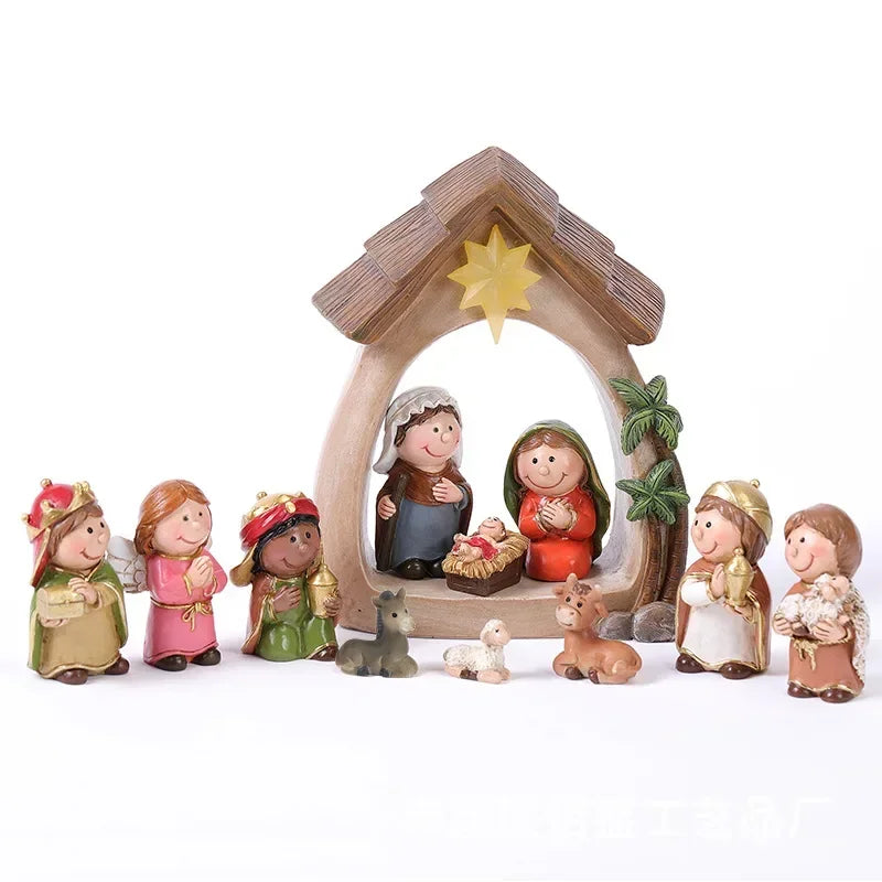 Christmas Decorations Resin Cartoon Nativity Scene