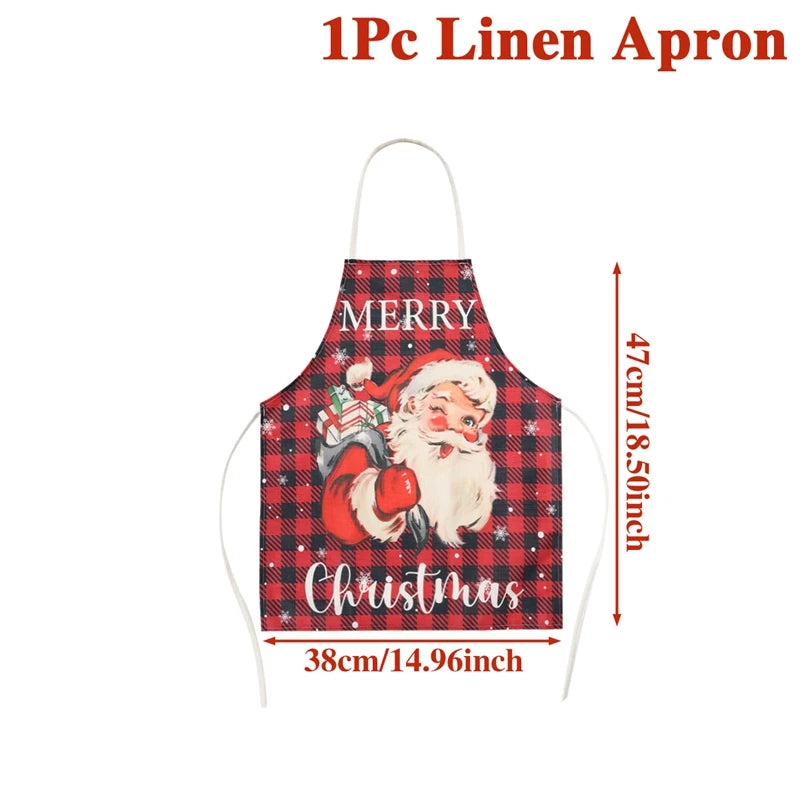 Christmas Linen Apron (Merry Christmas,Christmas Dwarfs,Santa Clause)