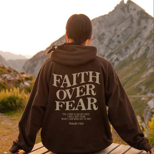 2025 Faith Over Fear Christian Hoodie Christian Sweatshirt Jesus Hoodie Trendy Hoodie Bible Verse Shirt Unisex Aesthetic Clothes