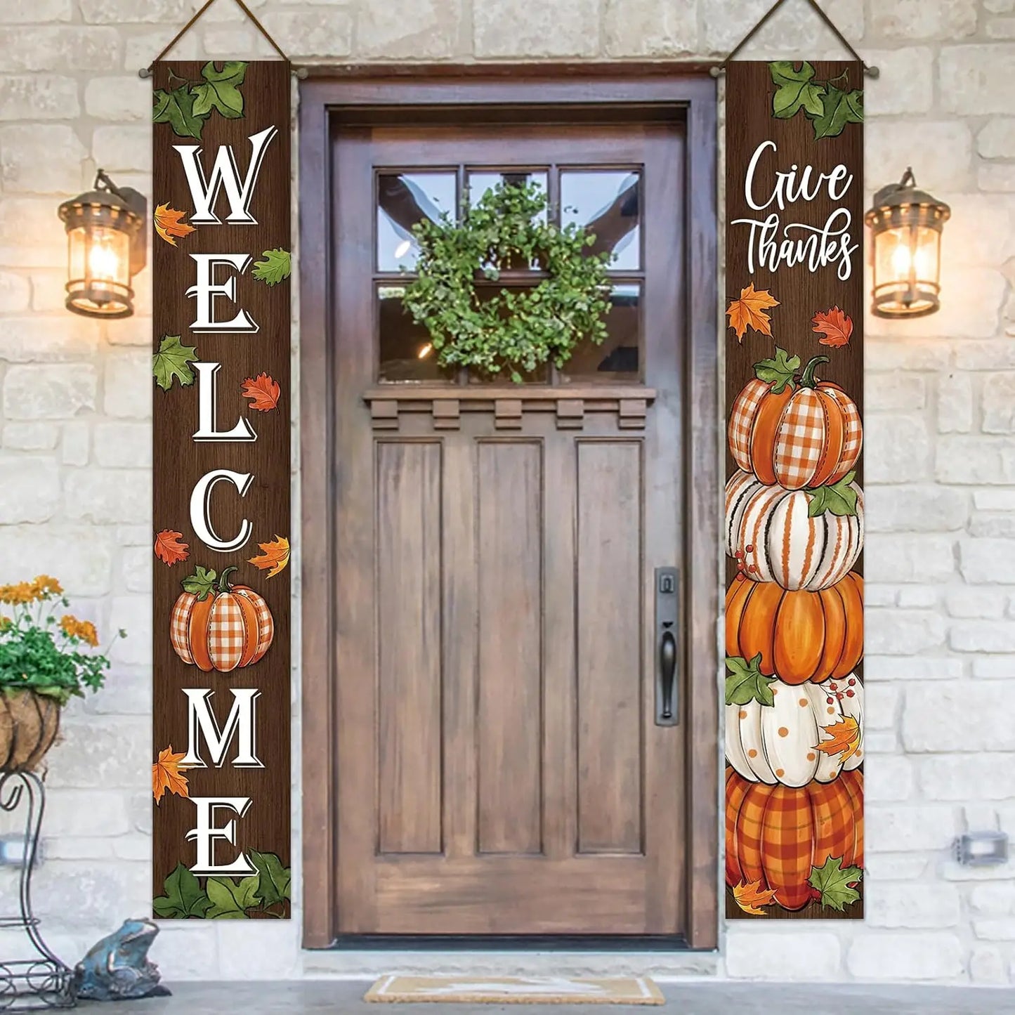 Thanksgiving “Give Thanks” Porch Banner Sign