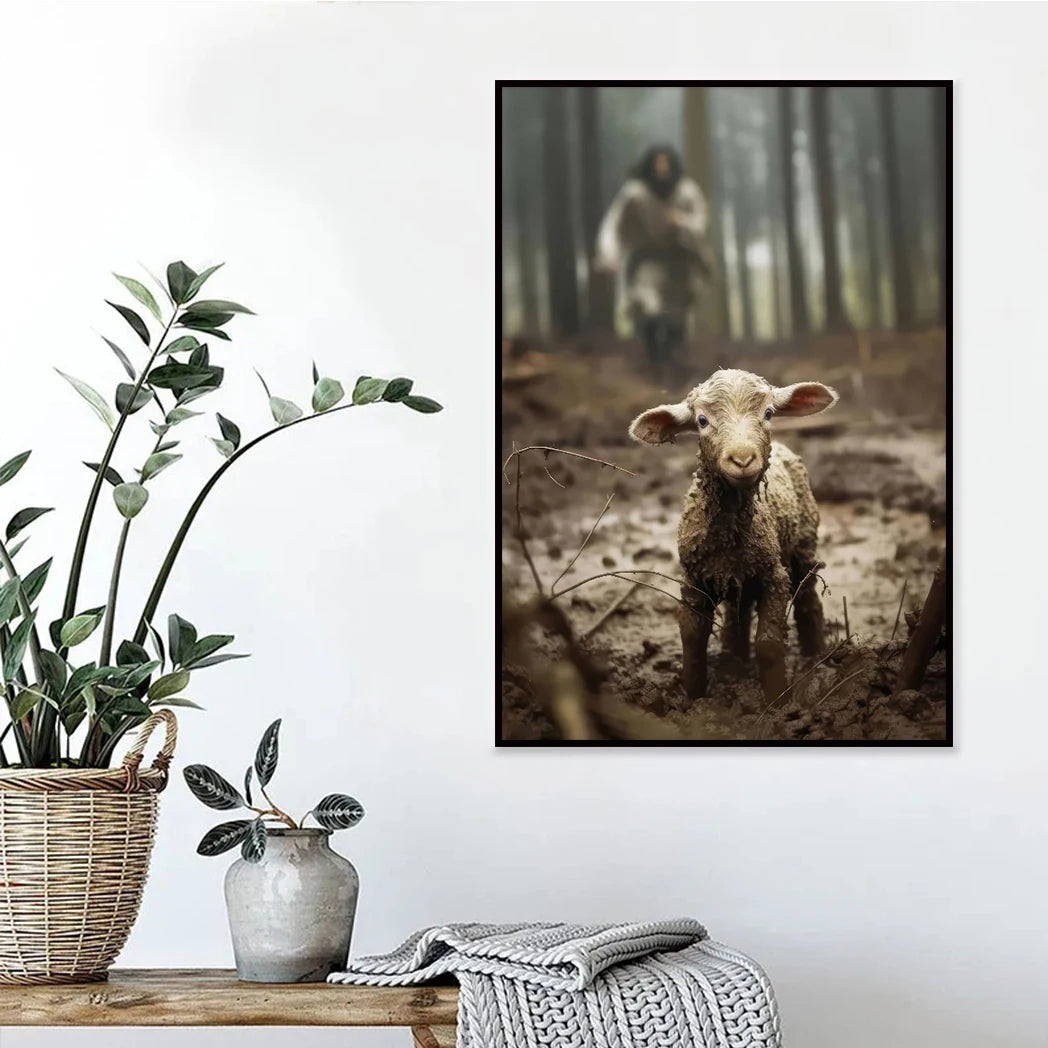 Christian Jesus Chases Saves Lost Lambs Wall Art Posters Classic Bible Verses Christ-followers Gifts Home Decor Canvas Painting