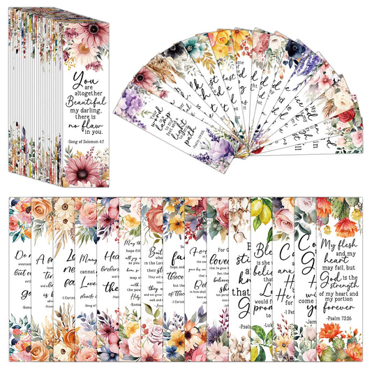 30pcs Floral Design Scripture Bible Verses Bookmarks For Book Lovers Page Markers Gift For Religious Activities Church Gathering