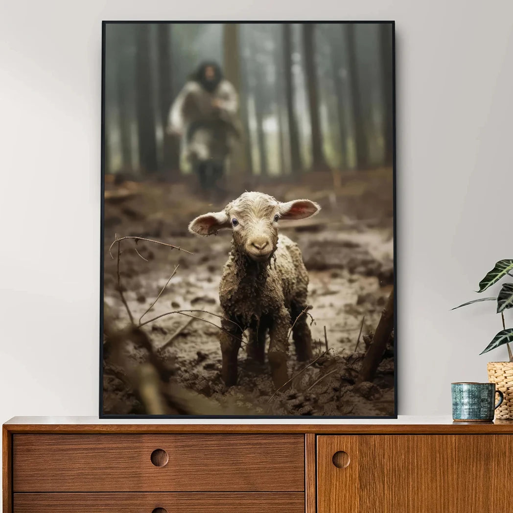 Christian Jesus Chases Saves Lost Lambs Wall Art Posters Classic Bible Verses Christ-followers Gifts Home Decor Canvas Painting