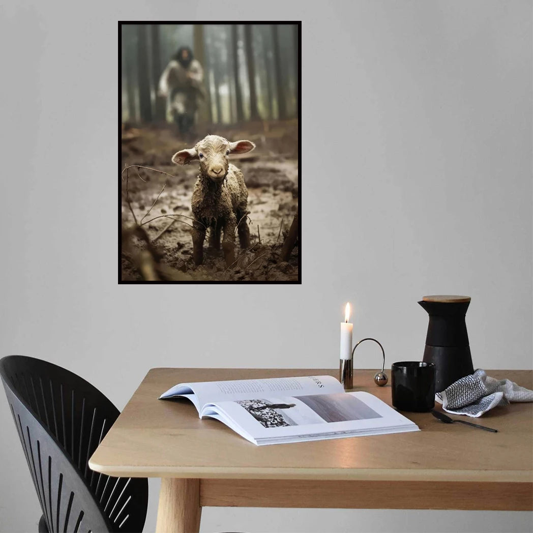 Christian Jesus Chases Saves Lost Lambs Wall Art Posters Classic Bible Verses Christ-followers Gifts Home Decor Canvas Painting
