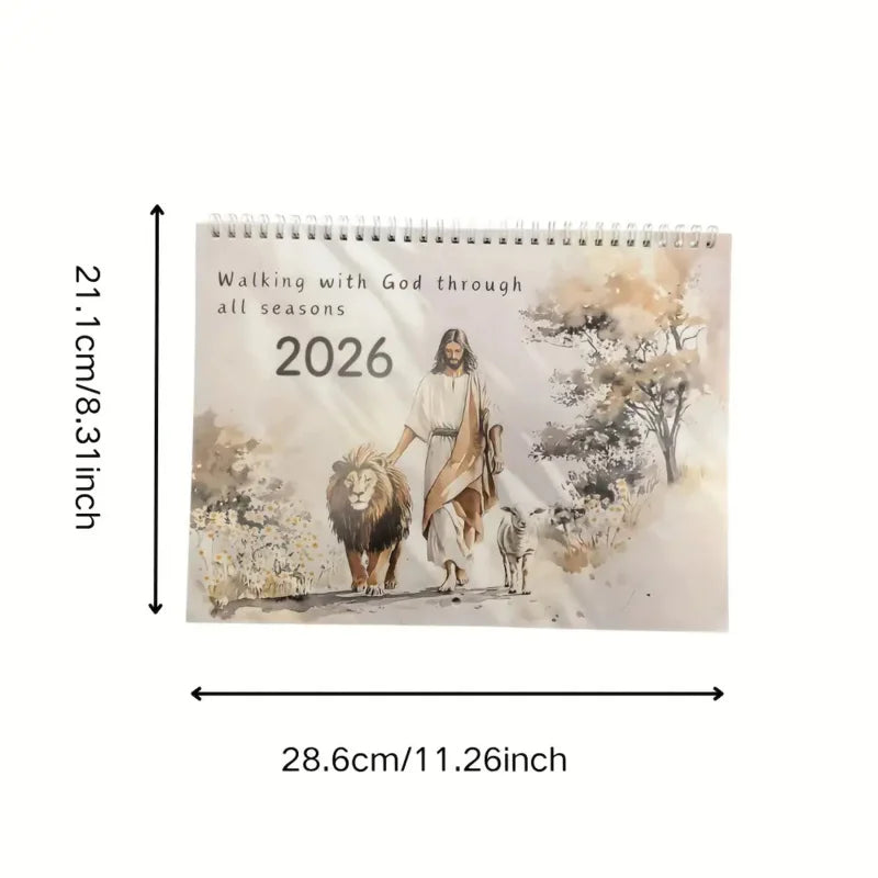 2026 Christian Inspirational Wall Calendar: Jesus Walking with the Lamb of God, Symbolizing Hope