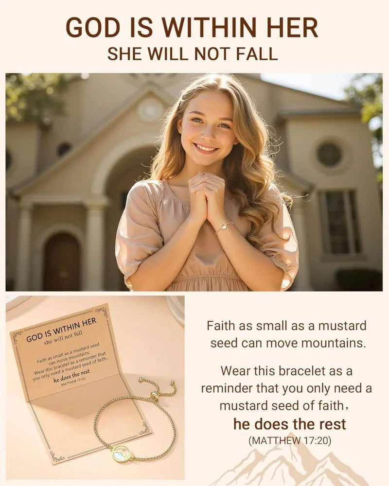 Stainless Steel Move Mountains Mustard Seed Bracelet