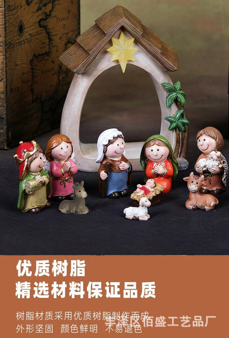Christmas Decorations Resin Cartoon Nativity Scene