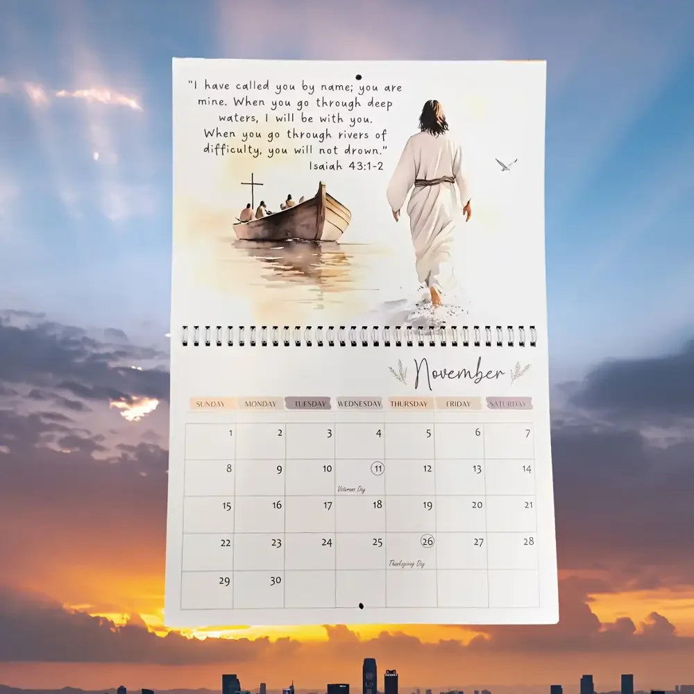2026 Christian Inspirational Wall Calendar: Jesus Walking with the Lamb of God, Symbolizing Hope