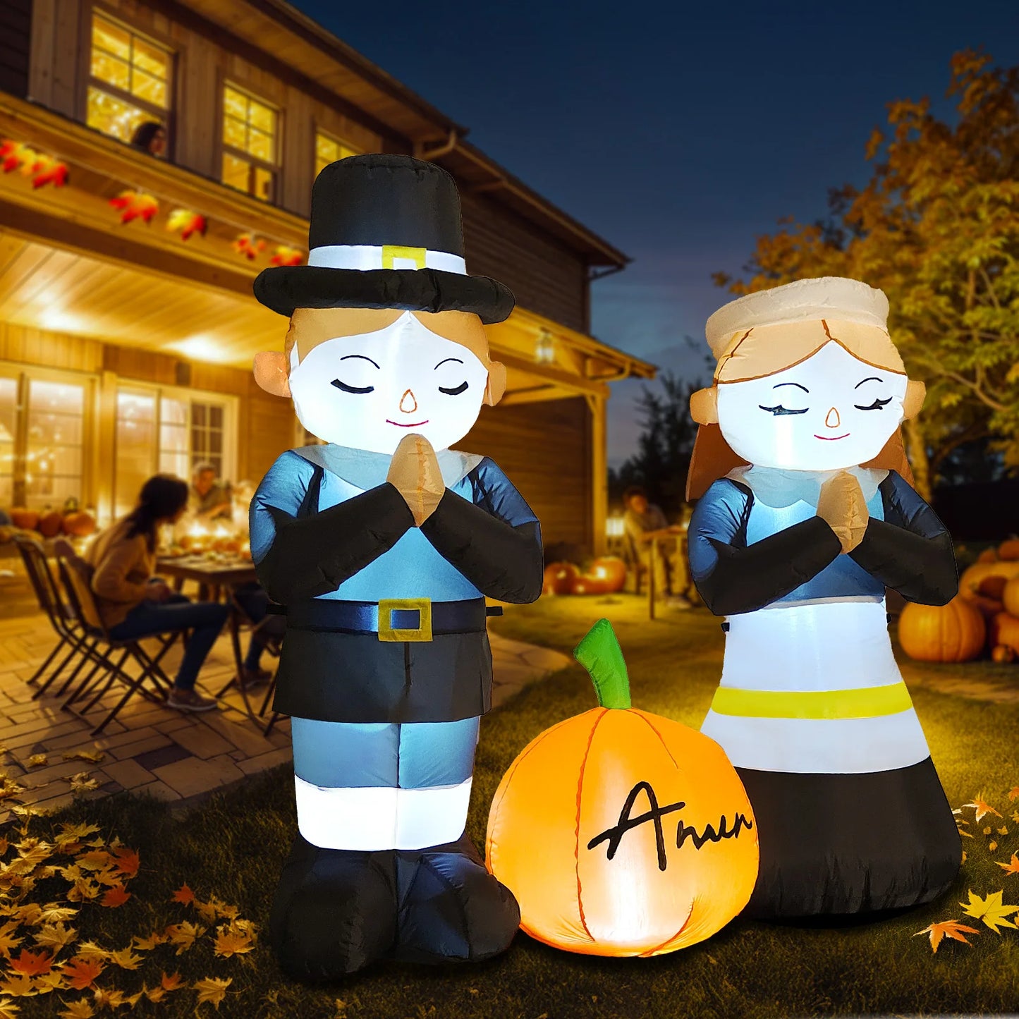 5FT Thanksgiving Pilgrim Inflatables Decor