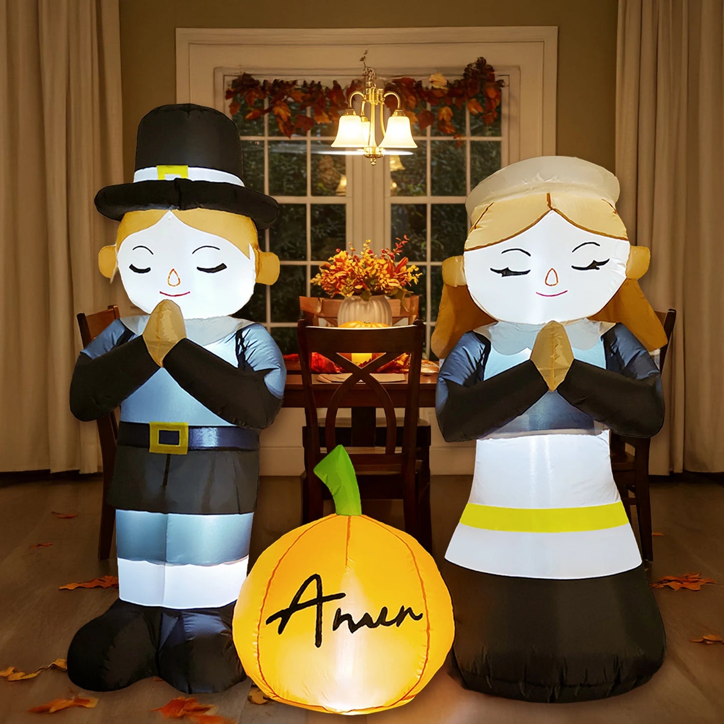 5FT Thanksgiving Pilgrim Inflatables Decor