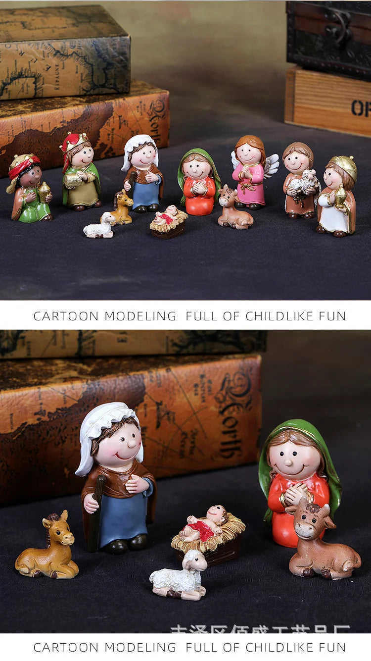 Christmas Decorations Resin Cartoon Nativity Scene