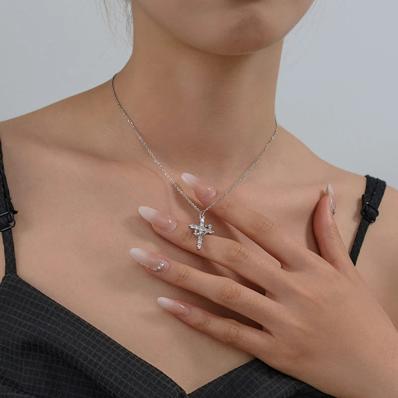 Rotatable Crown Cross Necklace