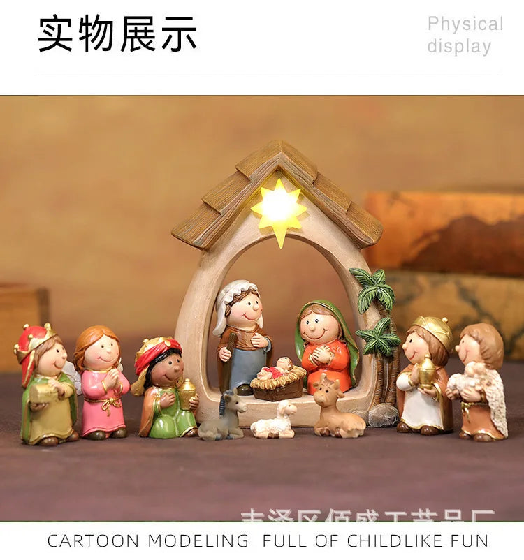 Christmas Decorations Resin Cartoon Nativity Scene