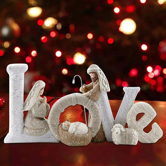 Christmas Nativity Statue Resin Craft Love Elegant Figurines Holy Holiday Decoration Craft Delightful Beautiful Letter Religiou
