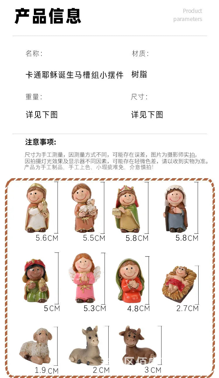Christmas Decorations Resin Cartoon Nativity Scene