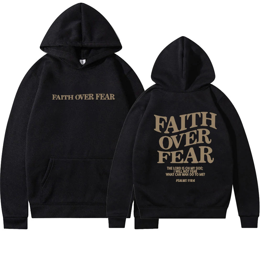 2025 Faith Over Fear Christian Hoodie Christian Sweatshirt Jesus Hoodie Trendy Hoodie Bible Verse Shirt Unisex Aesthetic Clothes