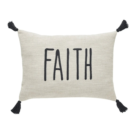 Faith Decorative Pillow, 14x20, Tan & Black